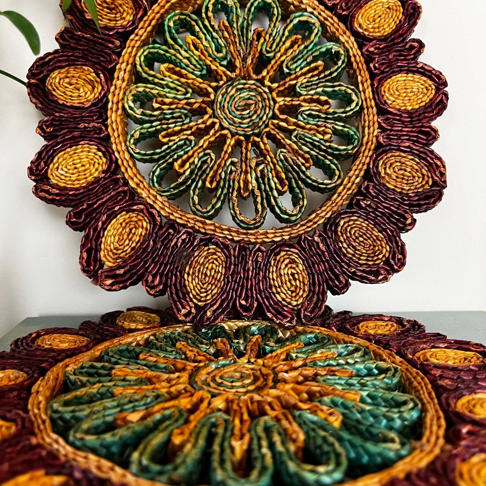 🌅 Antique 🌅 Vintage Boho Wicker Trivets (Comes Set Of 2) ✨